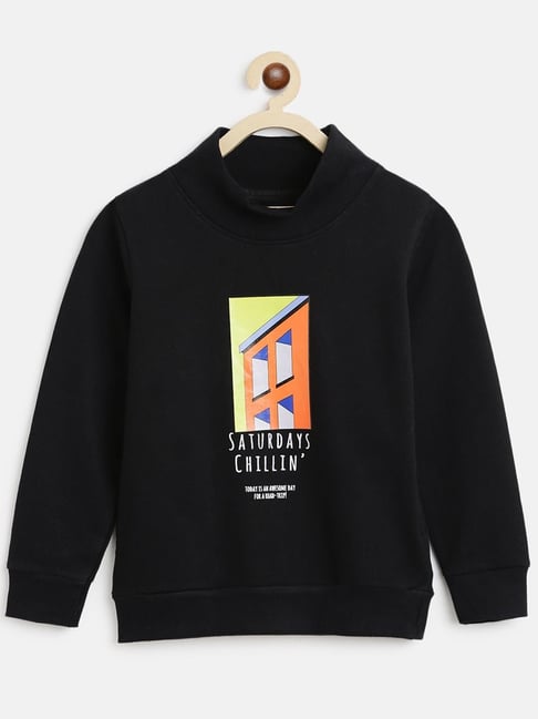 Kids Black Printed Sweatshirt