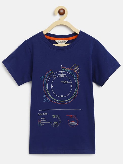 Tales & Stories Kids Navy Cotton Printed T-Shirt-picture-38