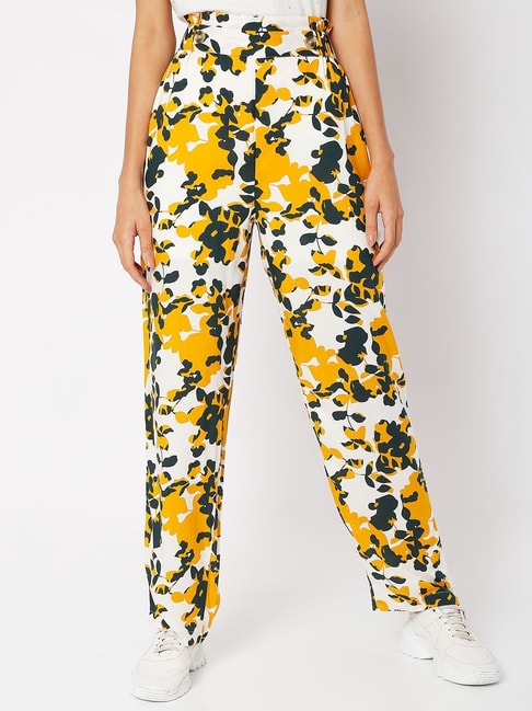Buy RARE Grey Floral Regular Fit Polyester Womens Casual Trousers |  Shoppers Stop