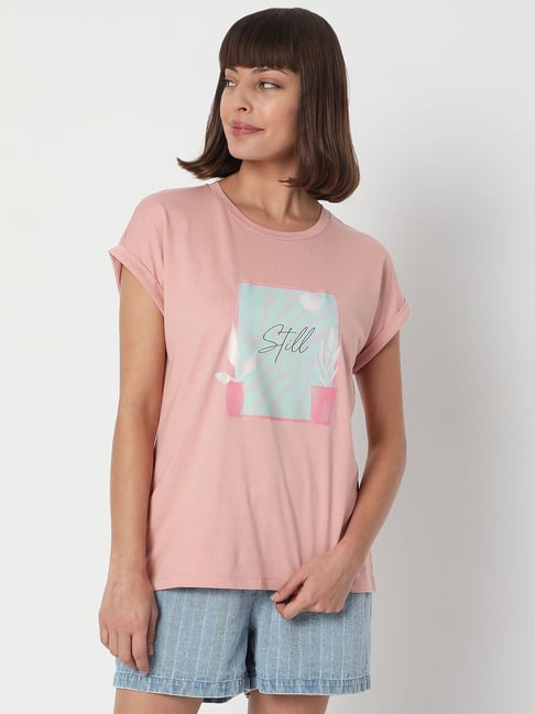 Vero Moda Pink Printed T-Shirt