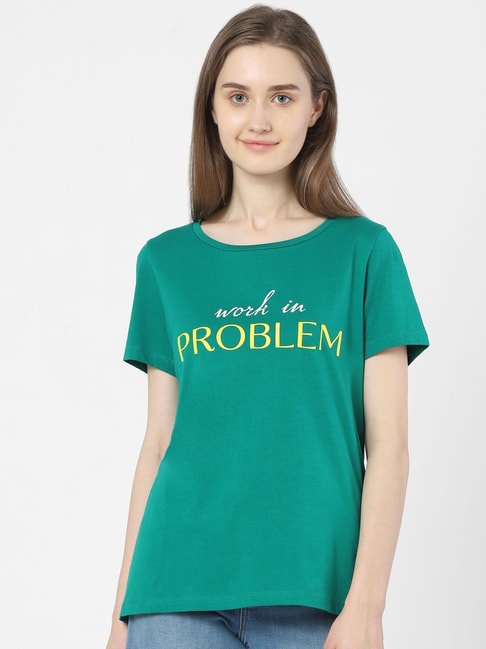 Vero Moda Green Graphic Print T-Shirt Price in India