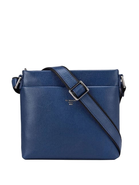 Buy Da Milano Blue Solid Medium Cross Body Bag Online At Best