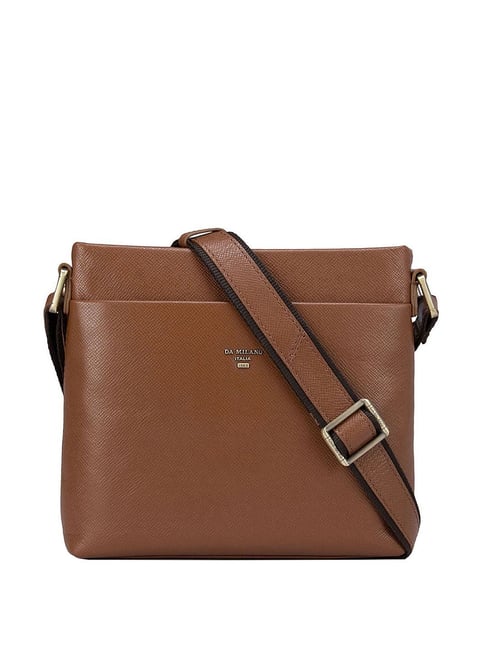 Buy Da Milano Brown Solid Medium Cross Body Bag Online At Best
