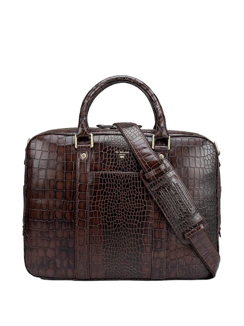 Da Milano Brown Leather Medium Messenger Bag