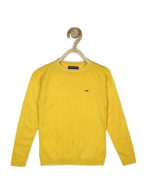 Allen Solly Junior Yellow Cotton Regular Fit Full Sleeves Sweater