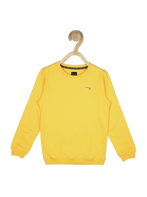 Allen Solly Junior Yellow Cotton Regular Fit Full Sleeves Sweatshirt