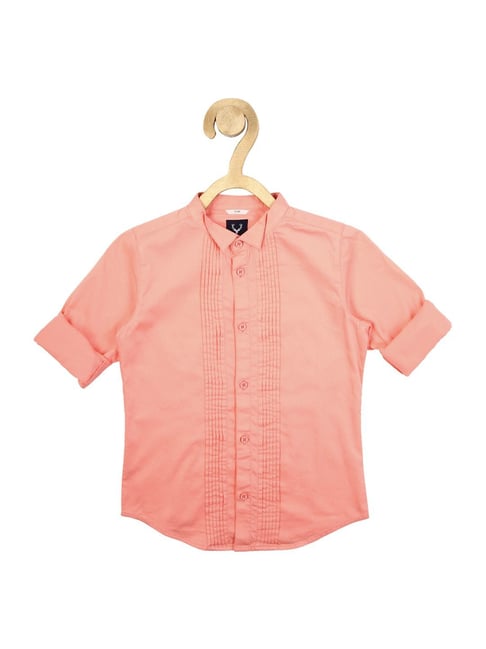 Allen Solly Junior Peach Cotton Regular Fit Full Sleeves Shirt