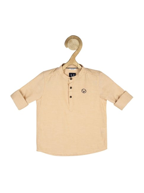 Allen Solly Junior Beige Cotton Regular Fit Full Sleeves Shirt