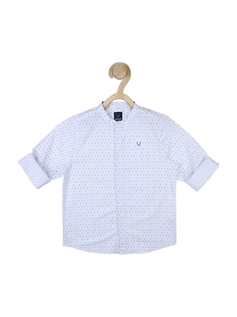 Allen Solly Junior White Cotton Printed Full Sleeves Shirt