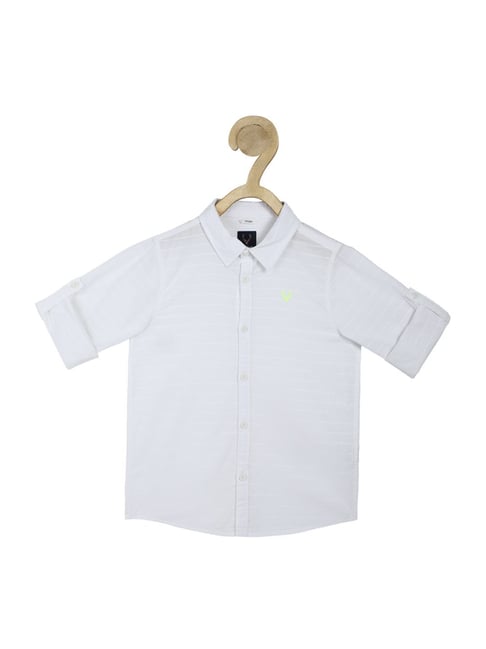 Allen Solly Junior White Cotton Regular Fit Full Sleeves Shirt