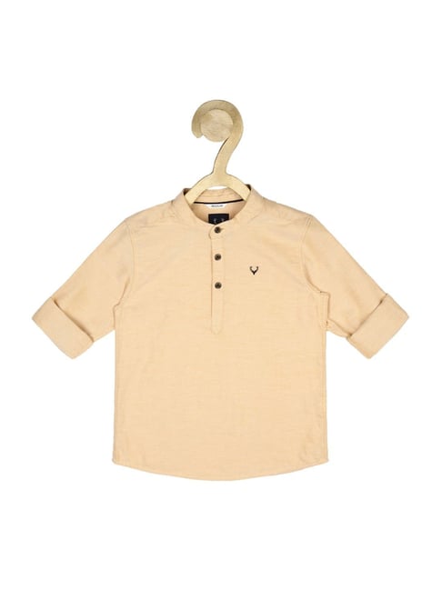 Allen Solly Junior Beige Cotton Regular Fit Full Sleeves Shirt