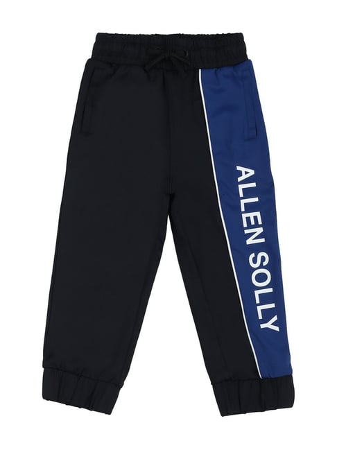 Allen Solly Junior Black & Blue Cotton Color Block Joggers