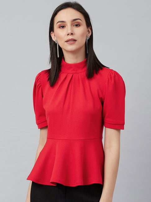 Womens red hot sale peplum top