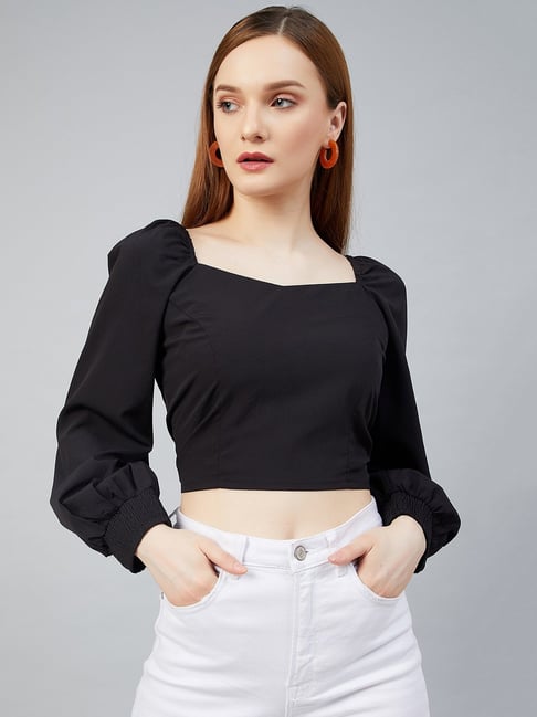 black full hand crop top