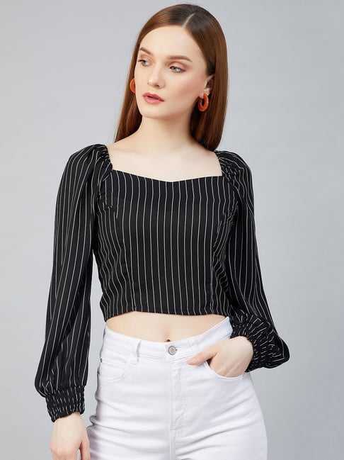 Rare Black Striped Crop Top-picture-21