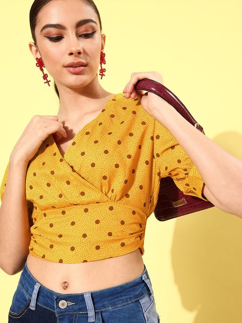 Rare Mustard Printed Crop Top