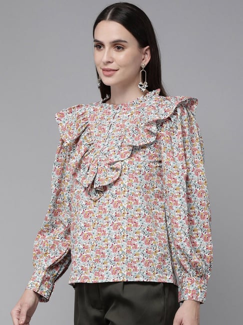 Rare Multicolor Floral Print Top-picture-36