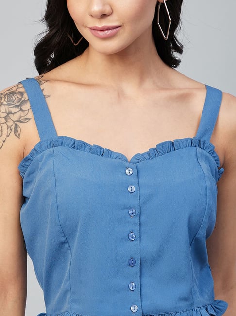 Buy Marie Claire Blue Crop Top for Women's Online @ Tata CLiQ