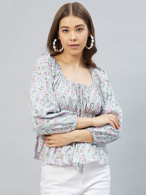 Buy YU by Pantaloons Grey Floral Print Top for Women Online @ Tata CLiQ