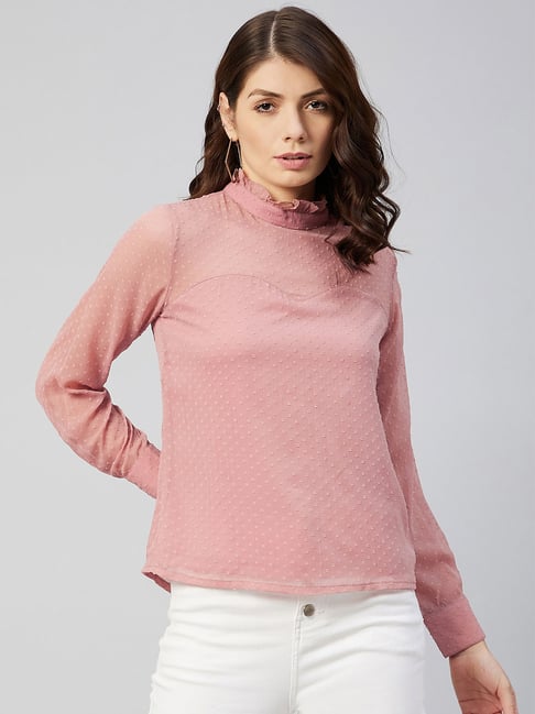 Marie Claire Pink Self Design Top