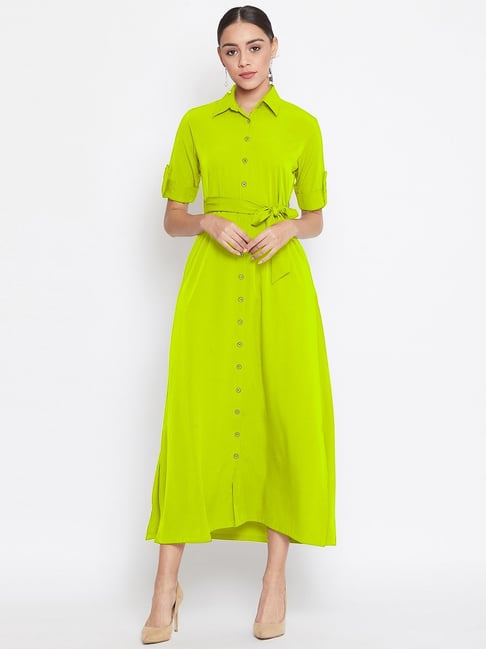Neon Green Cutwork Dress – Gauri Designer Apparels