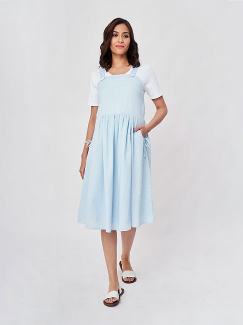Buy Ed-a-Mamma Blue & White Maternity Pinafore Dress With T-Shirt for  Women's Online @ Tata CLiQ