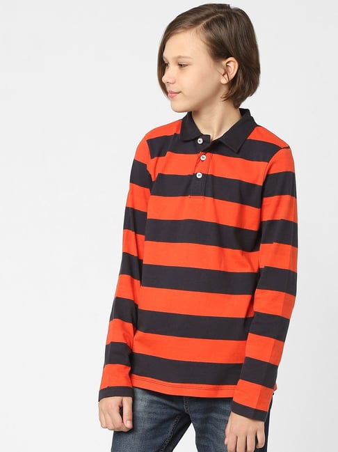 Buy Jack Jones Junior Black Orange Striped Polo T Shirt for Boys Clothing Online Tata CLiQ