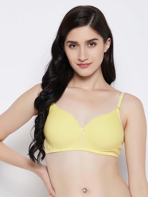 Buy Clovia Yellow Solid Cotton T-Shirt Bra Online at Best Prices