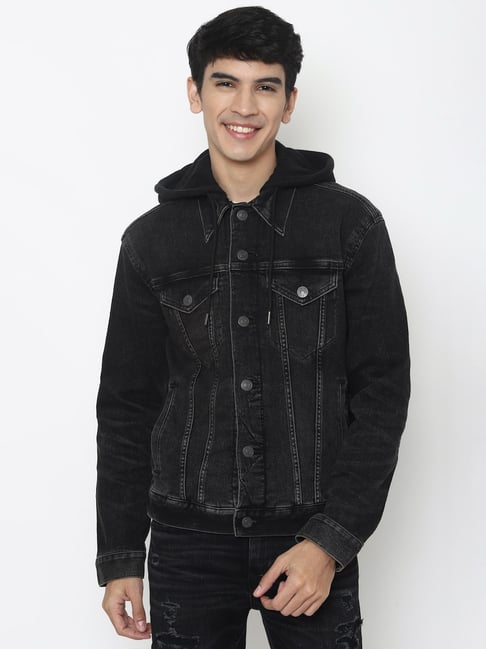 american eagle hooded denim jacket