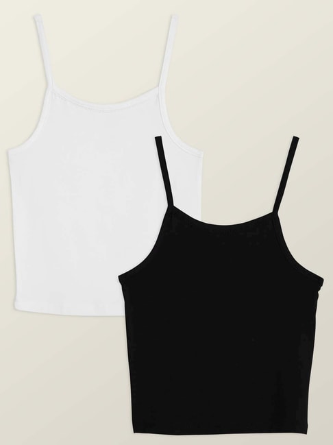 XY Life Kids Black & White Relaxed Fit Camisole (Pack of 2)