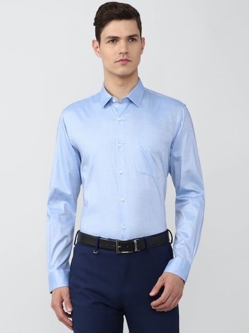 Peter England Blue Cotton Slim Fit Shirt-picture-31