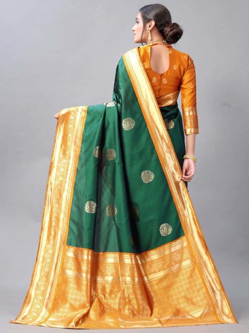 ASPER ORANGE BANARASI TISSUE WOVEN SILK SAREE – Zaribanaras global