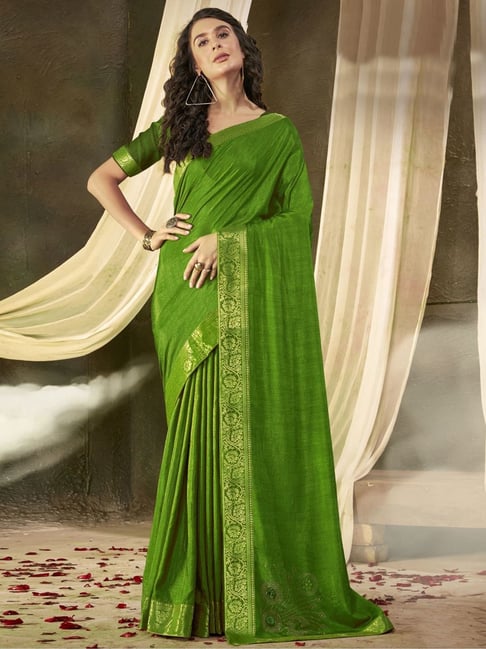 Buy Satrani Mehndi Green Saree With Unstitched Blouse for Women Online @  Tata CLiQ