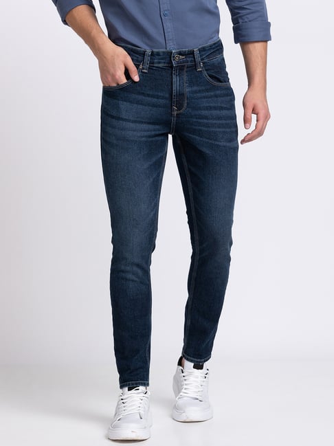 Spykar Blue Slim Fit Lightly Washed Jeans-image-39