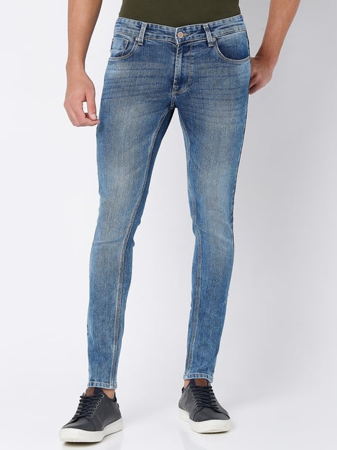 Spykar Blue Super Slim Fit Low Rise Jeans