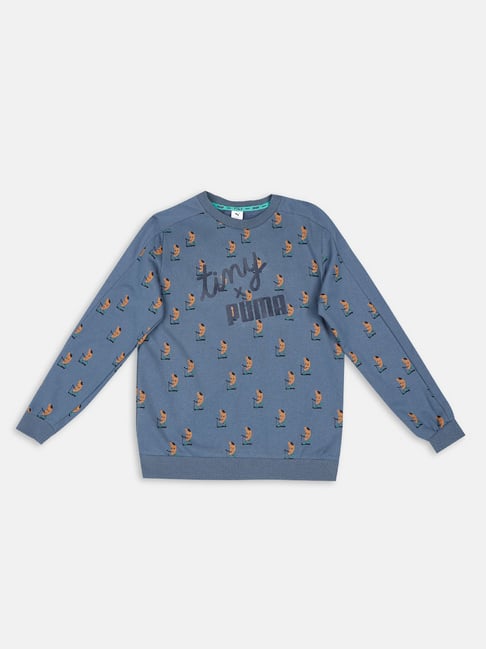 Puma Kids Grey Printed Full Sleeves Sweatshirt