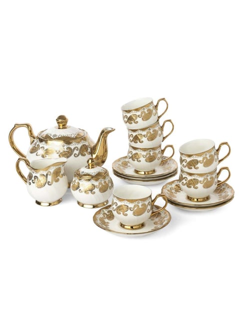 Buy Clay Craft Golden & White Ceramic Tea Set at Best Price Tata CLiQ