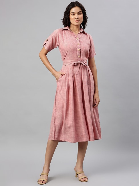 Cottinfab Pink Textured Wrap Dress Price in India