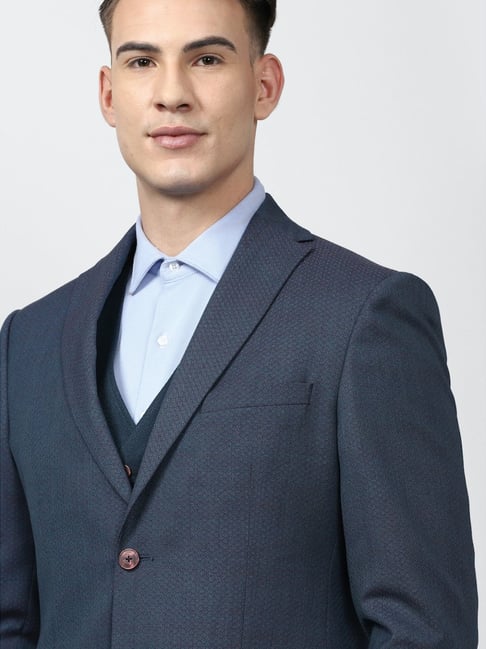 Buy Peter England Elite Blue Slim Fit Three Piece Suits for Mens