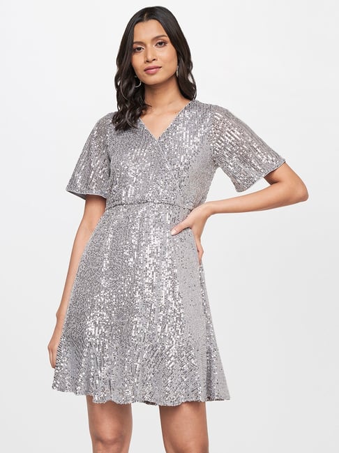 AND Sliver Above Knee A Line Dress Price in India