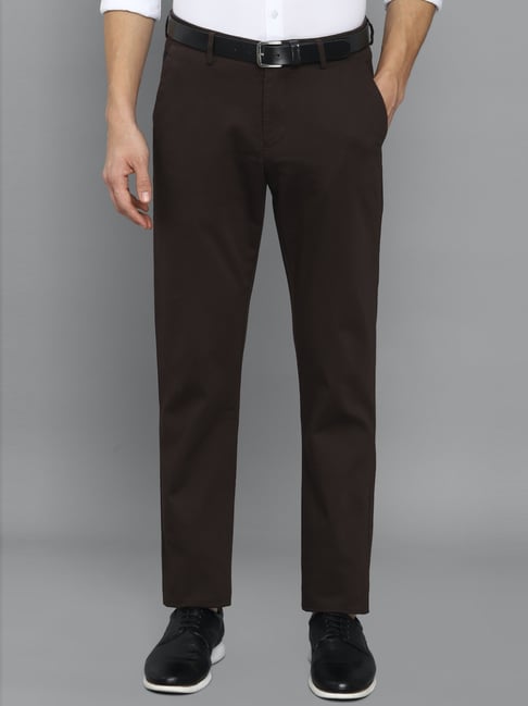 Allen Solly Brown Cotton Regular Fit Trousers