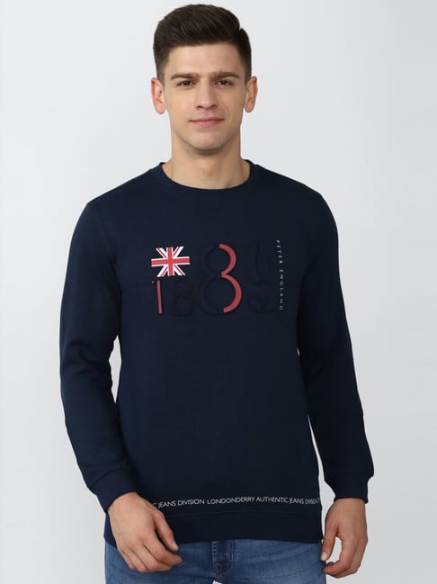 Buy Peter England Navy Slim Fit Printed SweatShirt for Mens Online @ Tata  CLiQ