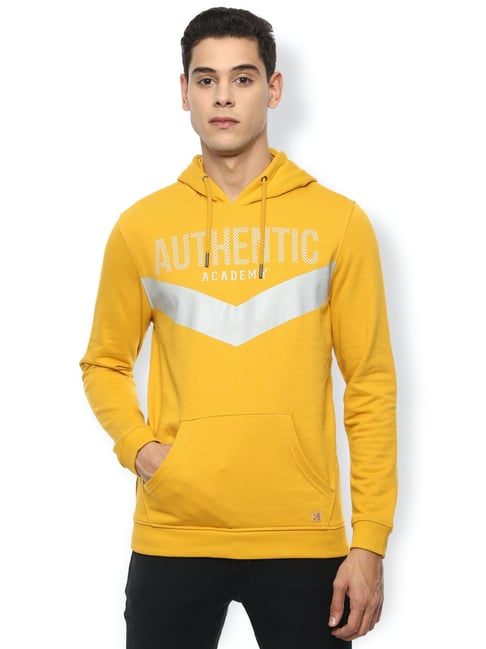 Van Heusen Yellow Slim Fit Printed Hooded SweatShirt-picture-20