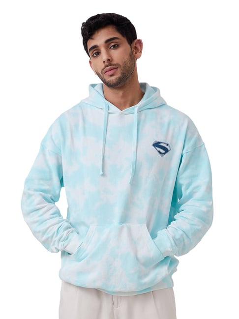 The Souled Store Sky Blue Superman Graphic Print Oversized Hooded Sweatshirt