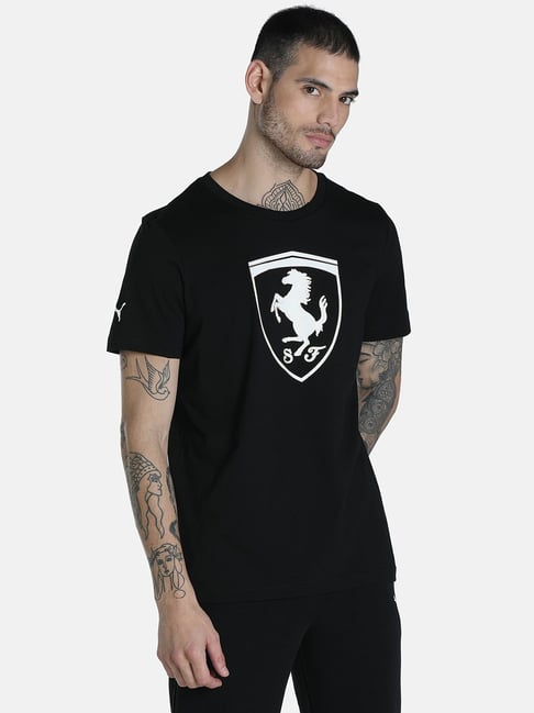 Puma Motorsport Black Cotton Regular Fit Printed T-Shirt