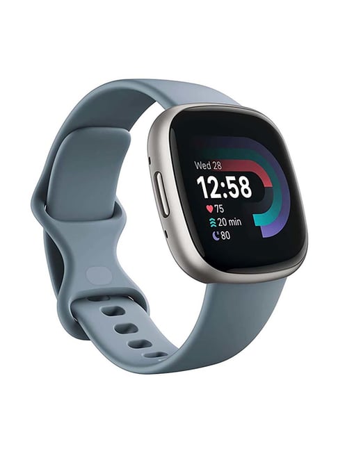 Fitbit Versa 4 Fitness Watch (Waterfall Blue / Platinum Aluminium)