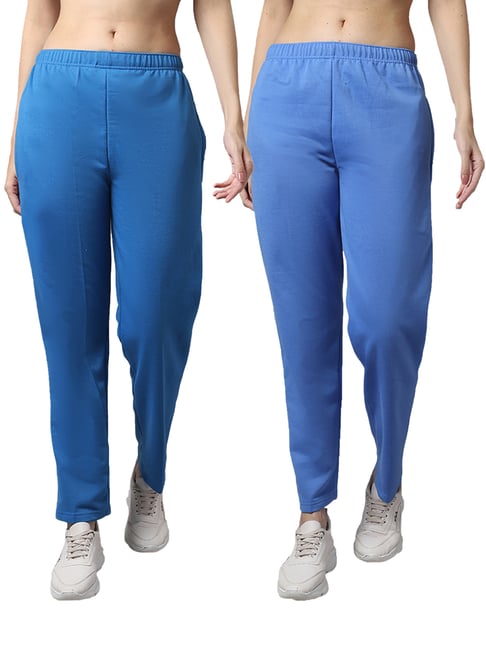 Vimal Jonney Blue Regular Fit Mid Rise Track Pants - Pack of 2