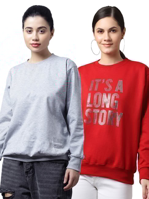 Vimal Jonney Grey & Red Printed Fleece Pullover - Pack of 2-picture-34