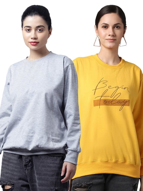 Vimal Jonney Grey & Yellow Printed Fleece Pullover - Pack of 2-picture-20
