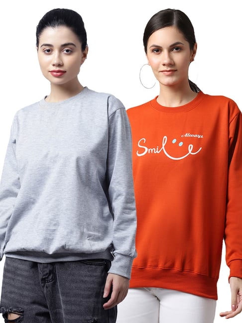 Vimal Jonney Grey & Orange Printed Fleece Pullover - Pack of 2-picture-22